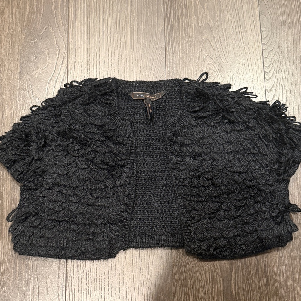 BCBGMaxAzria Black Loop-Texture boleros Cardigan